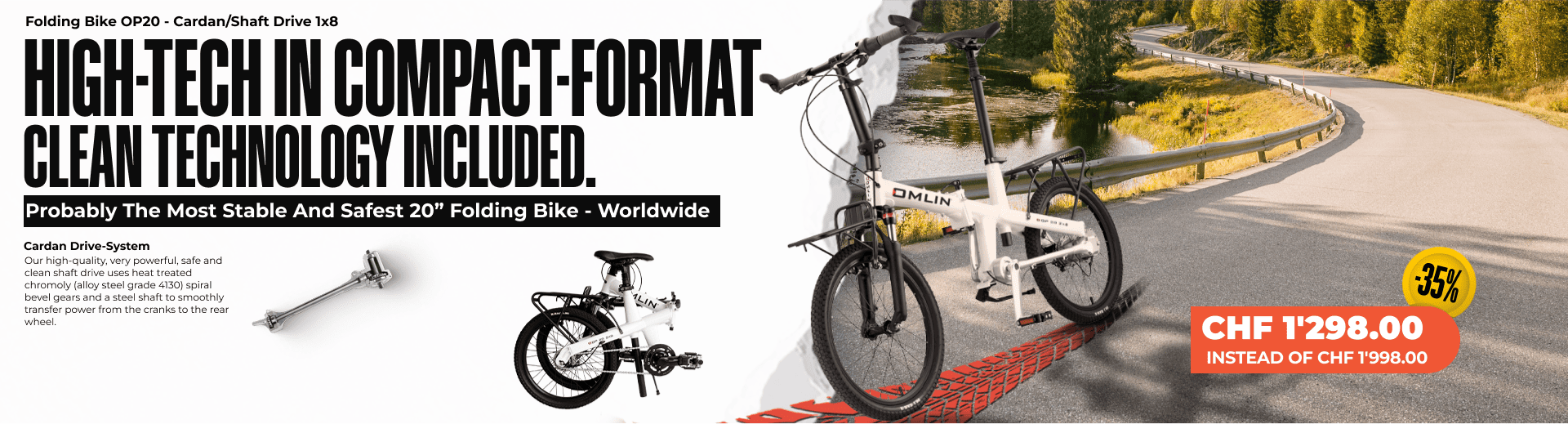 Folding Bike OP20 - Cardan/Shaft Drive 1x8