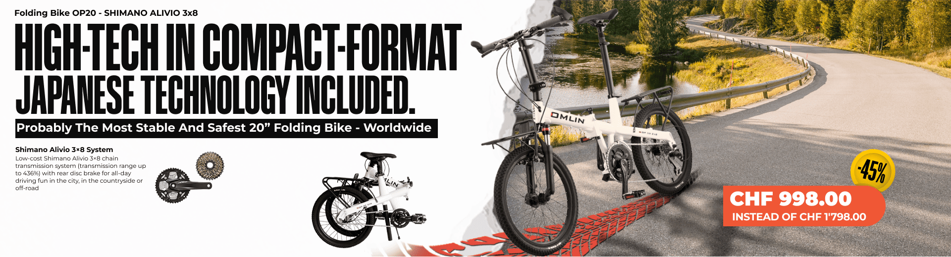 Folding Bike OP20 - SHIMANO ALIVIO 3x8