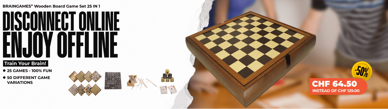 BRAINGAMES® Wooden Board Game Set 25 IN 1