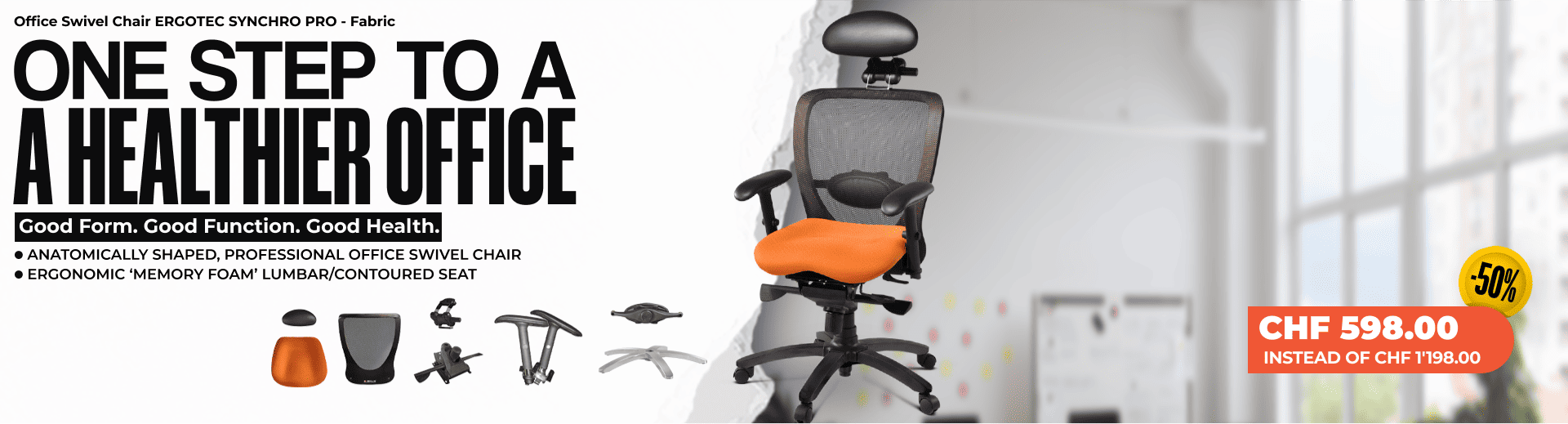 Office Swivel Chair ERGOTEC SYNCHRO PRO - Fabric Office Swivel Chair ERGOTEC SYNCHRO PRO - Fabric