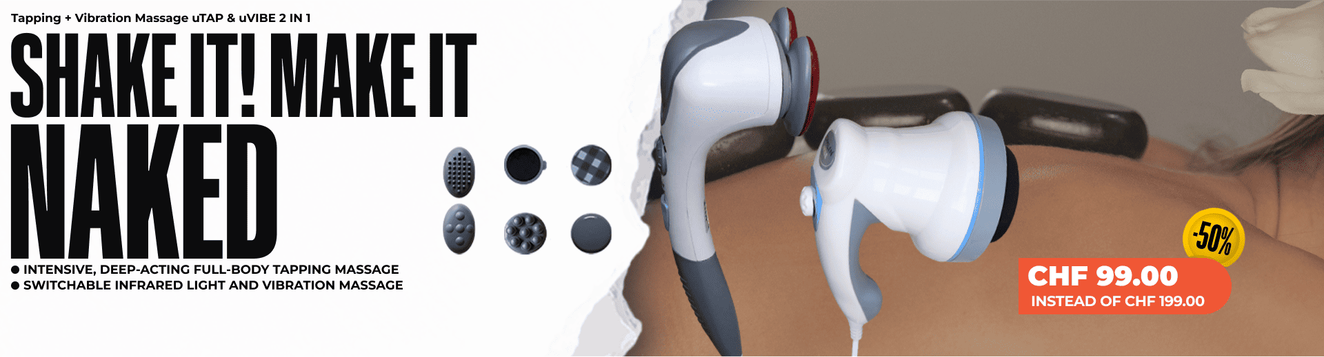 Tapping + Vibration Massage uTAP & uVIBE 2 IN 1